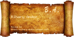 Bihary Andor névjegykártya